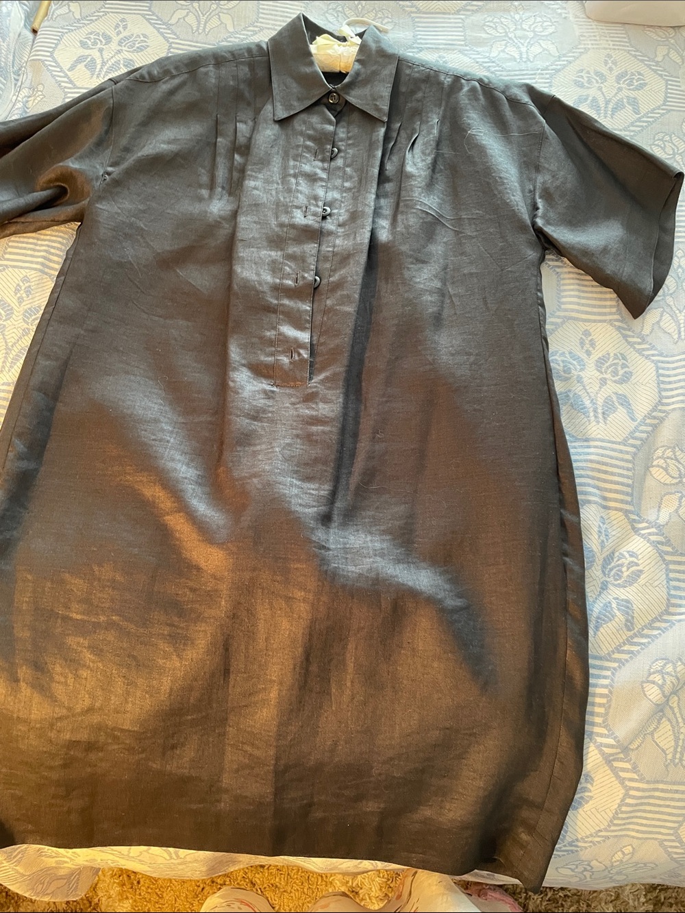 Women's Black Midi Shirt Dress with Collar
